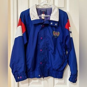 '96 Atlanta Olympic US Equestrian Team Nylon Jacket By Millers Blue Medium Vtg